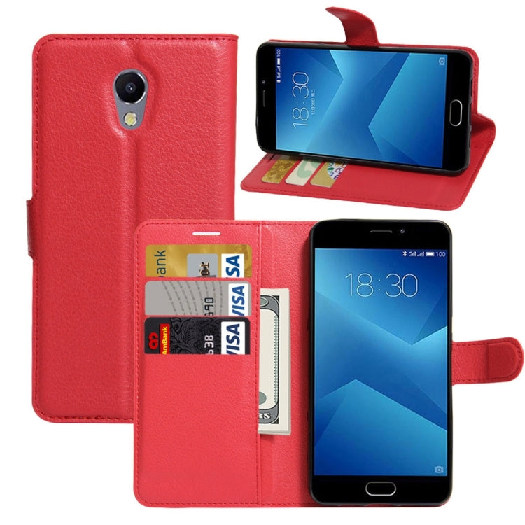 For Meizu  M5 Note Litchi Texture Horizontal Flip Leather Case with Holder & Card Slots & Wallet