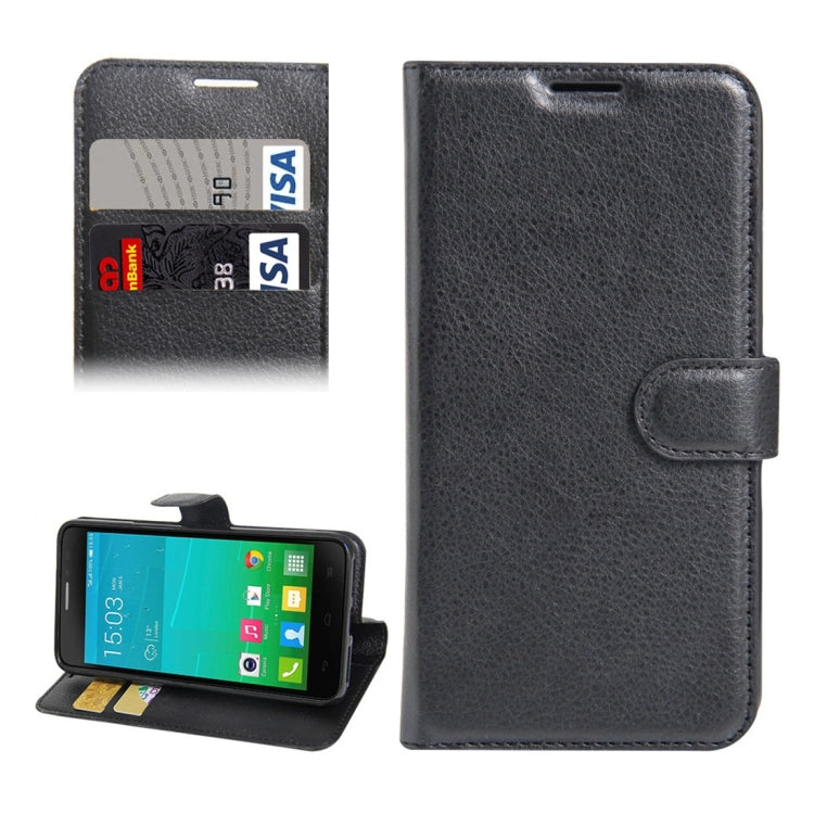 For Alcatel One Touch Idol X+ / 6043D Litchi Texture Horizontal Flip Leather Case with Holder & Card Slots & Wallet