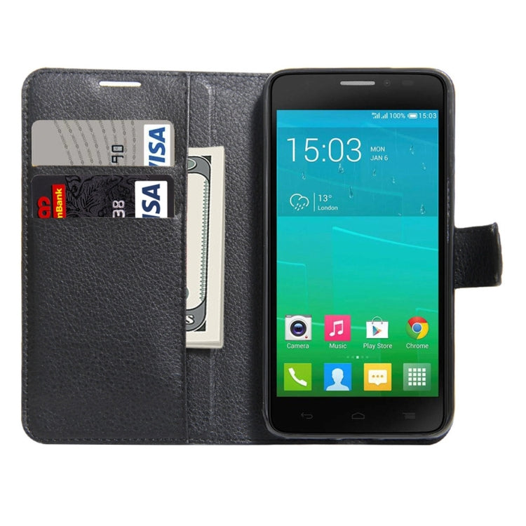 For Alcatel One Touch Idol X+ / 6043D Litchi Texture Horizontal Flip Leather Case with Holder & Card Slots & Wallet