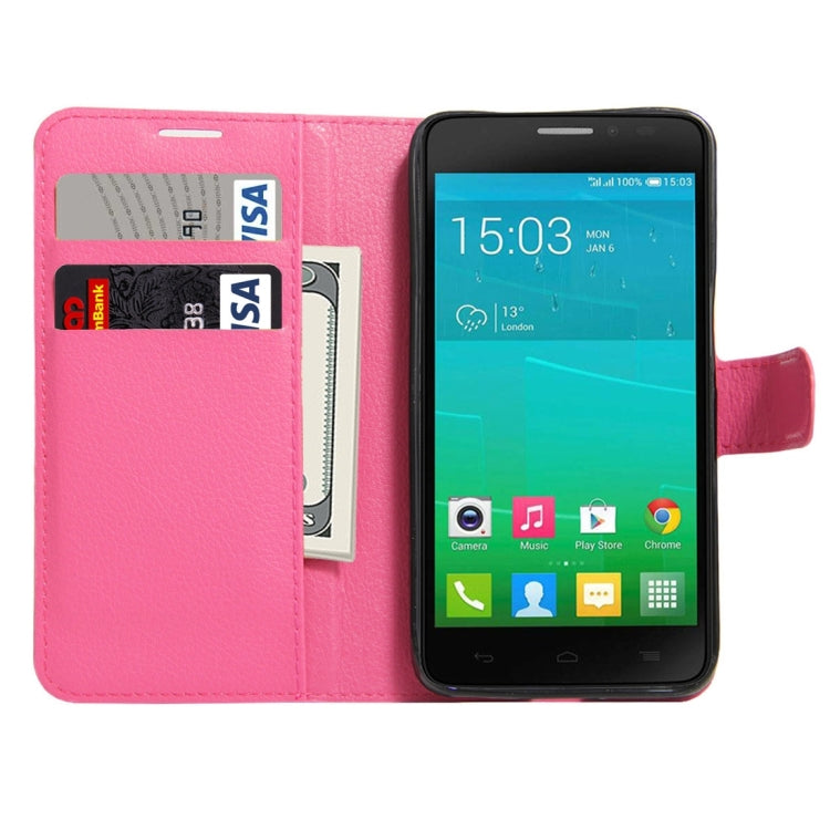 For Alcatel One Touch Idol X+ / 6043D Litchi Texture Horizontal Flip Leather Case with Holder & Card Slots & Wallet