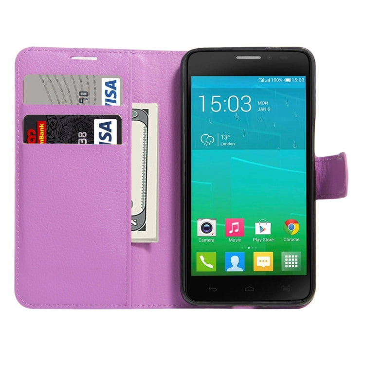 For Alcatel One Touch Idol X+ / 6043D Litchi Texture Horizontal Flip Leather Case with Holder & Card Slots & Wallet