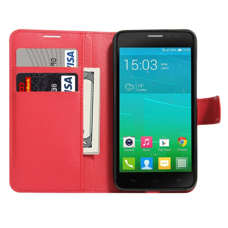 For Alcatel One Touch Idol X+ / 6043D Litchi Texture Horizontal Flip Leather Case with Holder & Card Slots & Wallet