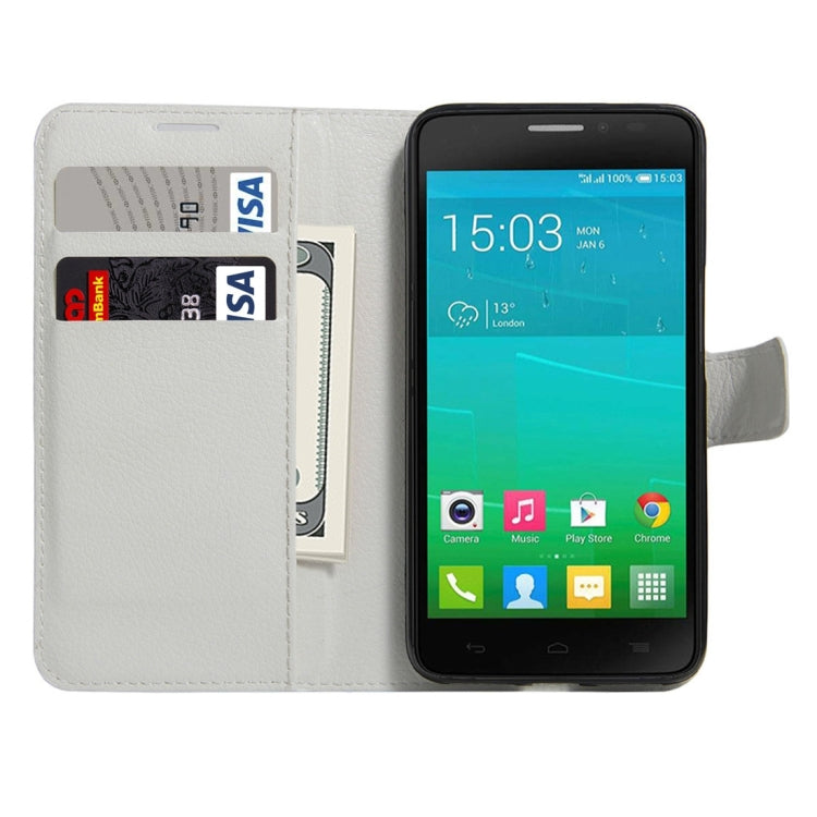 For Alcatel One Touch Idol X+ / 6043D Litchi Texture Horizontal Flip Leather Case with Holder & Card Slots & Wallet