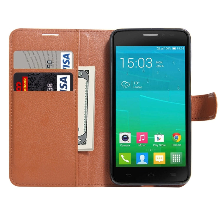 For Alcatel One Touch Idol X+ / 6043D Litchi Texture Horizontal Flip Leather Case with Holder & Card Slots & Wallet