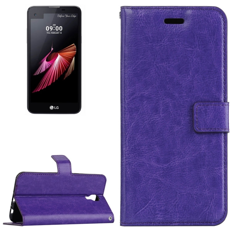 For LG X Screen Crazy Horse Texture Horizontal Flip PU Leather Case with Holder & Card Slots & Wallet