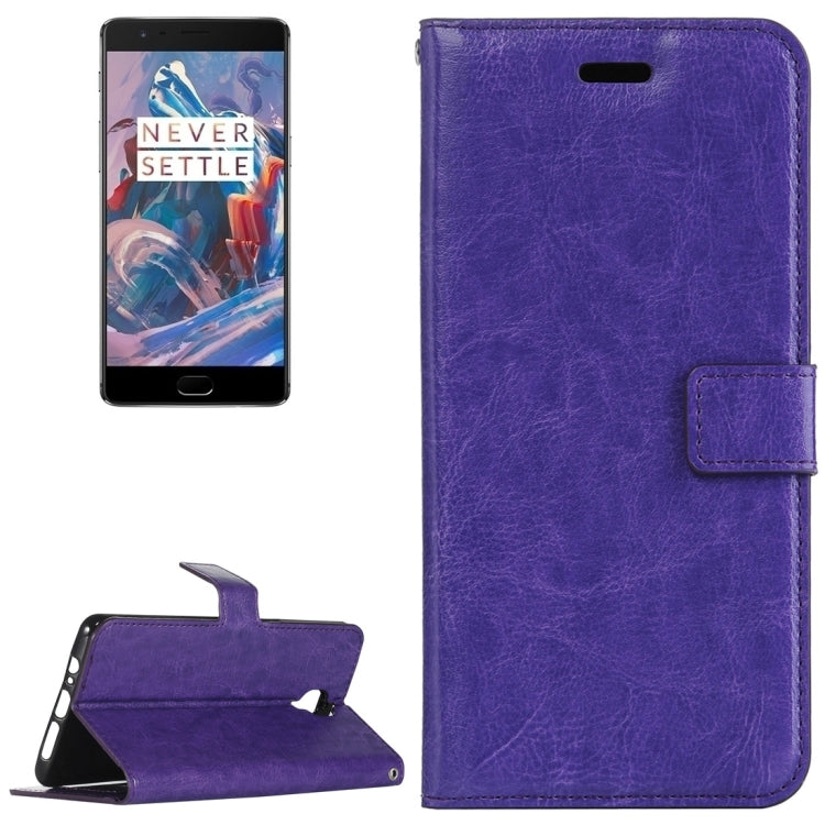 For OnePlus  3 Crazy Horse Texture Horizontal Flip PU Leather Case with Holder & Card Slots & Wallet