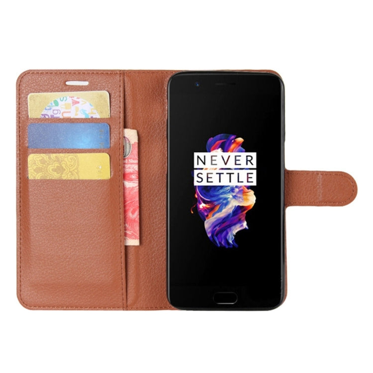 For OnePlus  5 Litchi Texture Horizontal Flip Leather Case with Holder & Card Slots & Wallet