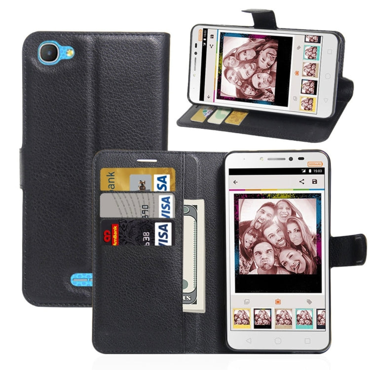 For Alcatel Pixi 4 Plus Power Litchi Texture Horizontal Flip Leather Case with Holder & Card Slots & Wallet