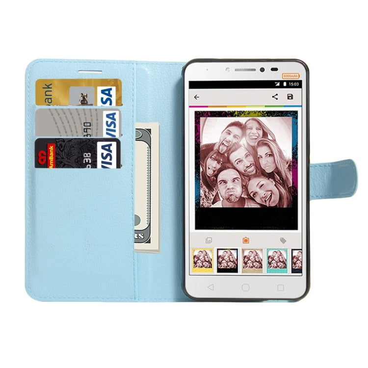 For Alcatel Pixi 4 Plus Power Litchi Texture Horizontal Flip Leather Case with Holder & Card Slots & Wallet