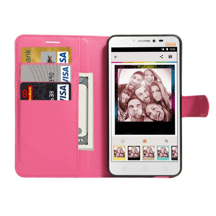 For Alcatel Pixi 4 Plus Power Litchi Texture Horizontal Flip Leather Case with Holder & Card Slots & Wallet