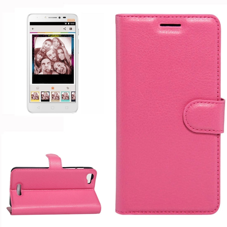 For Alcatel Pixi 4 Plus Power Litchi Texture Horizontal Flip Leather Case with Holder & Card Slots & Wallet