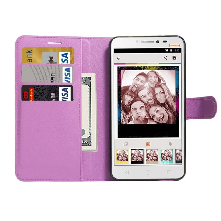 For Alcatel Pixi 4 Plus Power Litchi Texture Horizontal Flip Leather Case with Holder & Card Slots & Wallet