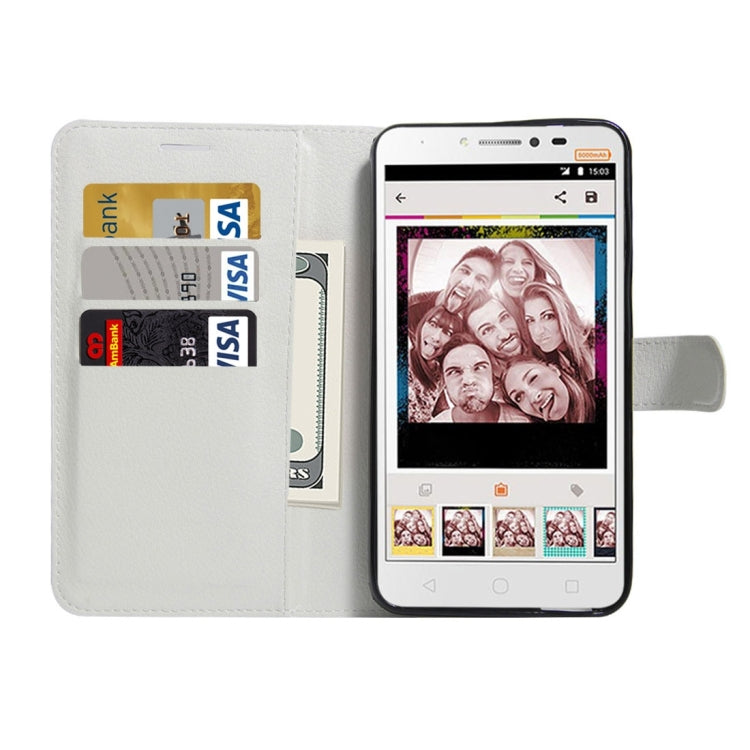 For Alcatel Pixi 4 Plus Power Litchi Texture Horizontal Flip Leather Case with Holder & Card Slots & Wallet