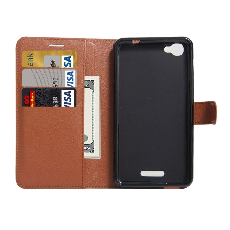 For Alcatel Pixi 4 Plus Power Litchi Texture Horizontal Flip Leather Case with Holder & Card Slots & Wallet