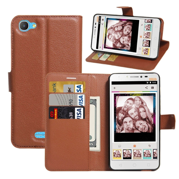 For Alcatel Pixi 4 Plus Power Litchi Texture Horizontal Flip Leather Case with Holder & Card Slots & Wallet