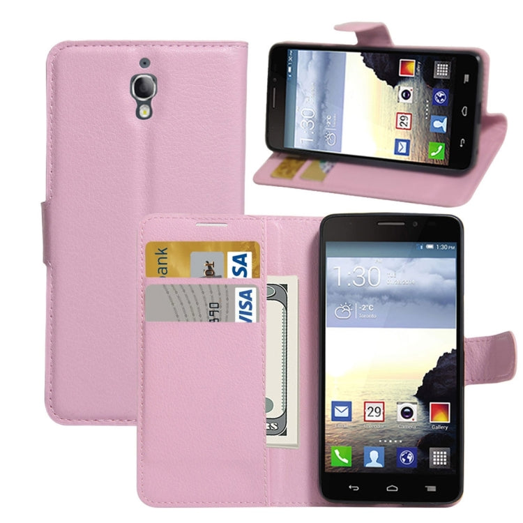 For Alcatel One Touch Idol X Litchi Texture Horizontal Flip Leather Case with Holder & Card Slots & Wallet