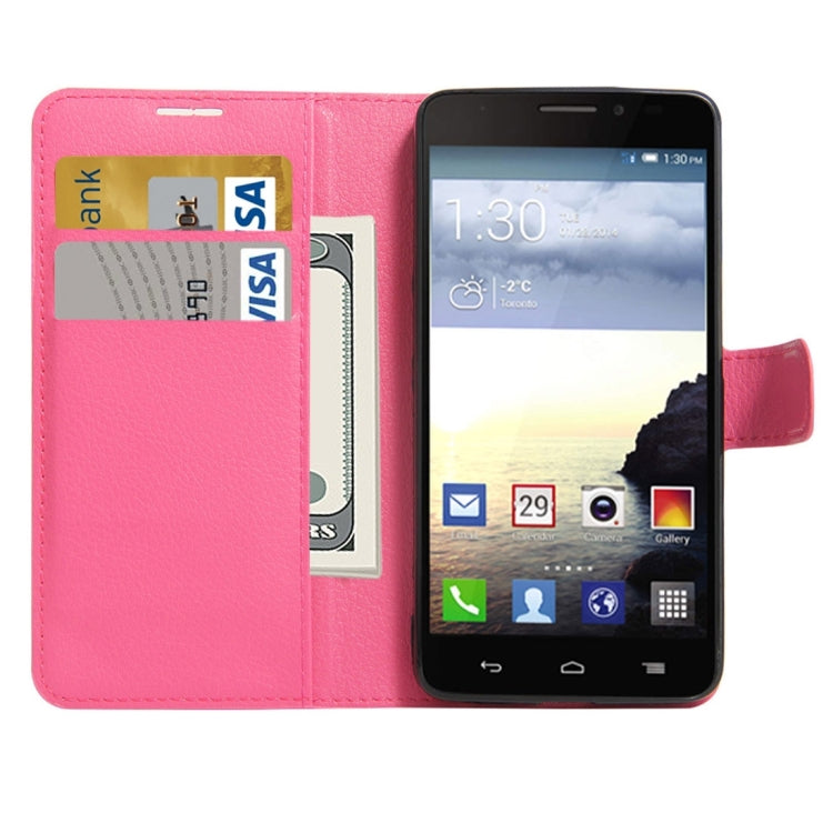 For Alcatel One Touch Idol X Litchi Texture Horizontal Flip Leather Case with Holder & Card Slots & Wallet