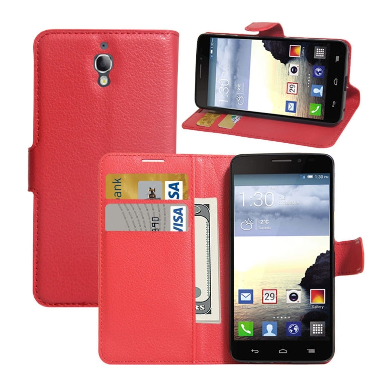 For Alcatel One Touch Idol X Litchi Texture Horizontal Flip Leather Case with Holder & Card Slots & Wallet