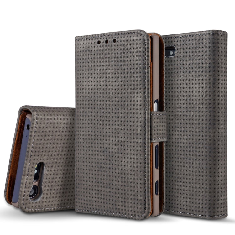 For Sony Xperia X Compact Retro Style Mesh Breathable Horizontal Flip Leather Case with Card Slot & Holder & Wallet