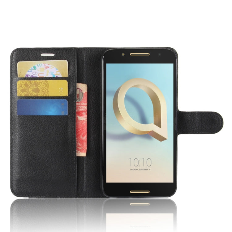 For Alcatel A7 Litchi Texture Horizontal Flip Leather Case with Holder & Card Slots & Wallet