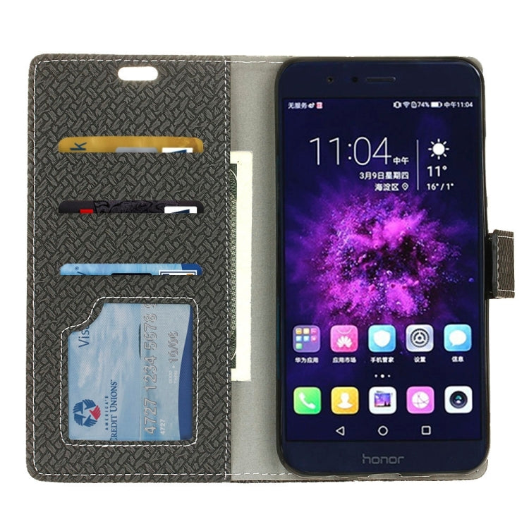 For Huawei Honor 8 Pro Weave Pattern Horizontal Flip Leather Case with Holder & Card Slots & Wallet