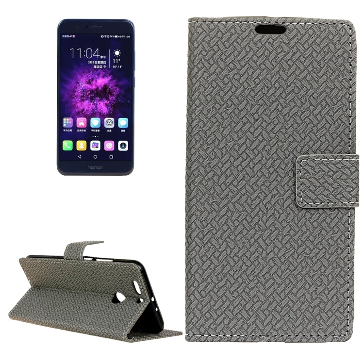 For Huawei Honor 8 Pro Weave Pattern Horizontal Flip Leather Case with Holder & Card Slots & Wallet