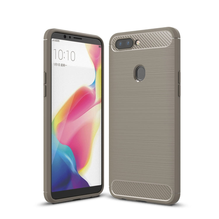 For OPPO  R11s Brushed Carbon Fiber Texture TPU Shockproof Anti-slip Soft Protective Back Cover Case