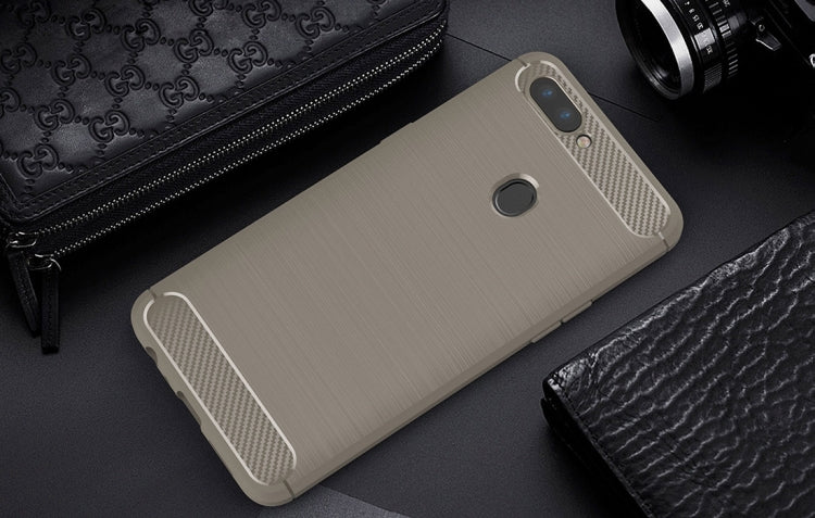 For OPPO  R11s Brushed Carbon Fiber Texture TPU Shockproof Anti-slip Soft Protective Back Cover Case