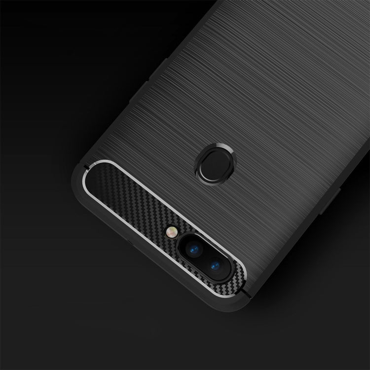 For OPPO  R11s Brushed Carbon Fiber Texture TPU Shockproof Anti-slip Soft Protective Back Cover Case