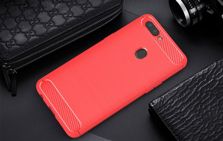 For OPPO  R11s Brushed Carbon Fiber Texture TPU Shockproof Anti-slip Soft Protective Back Cover Case