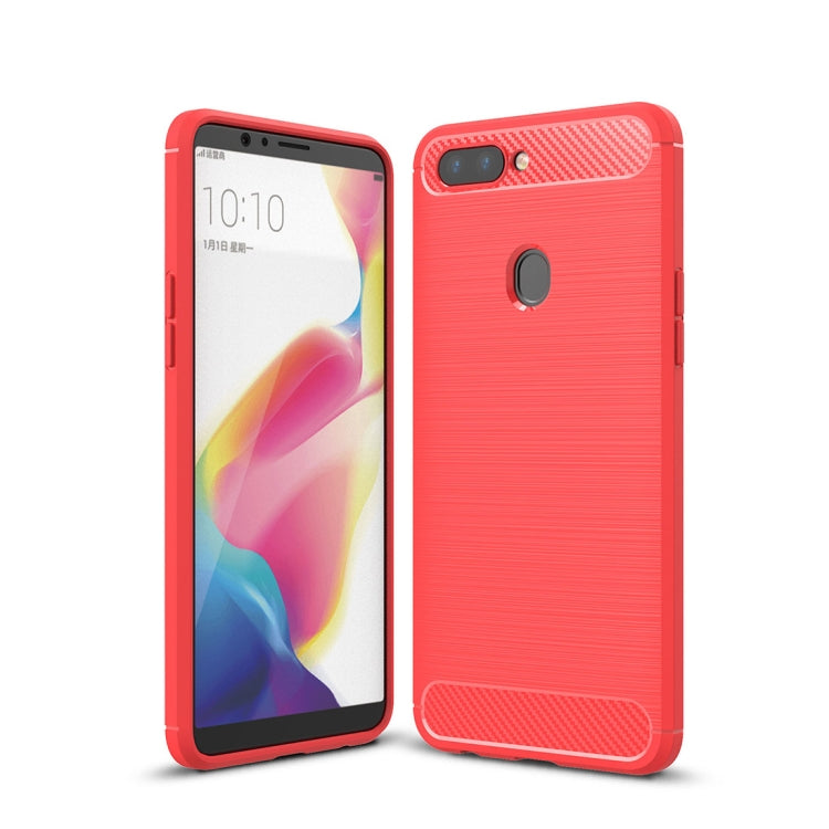 For OPPO  R11s Brushed Carbon Fiber Texture TPU Shockproof Anti-slip Soft Protective Back Cover Case