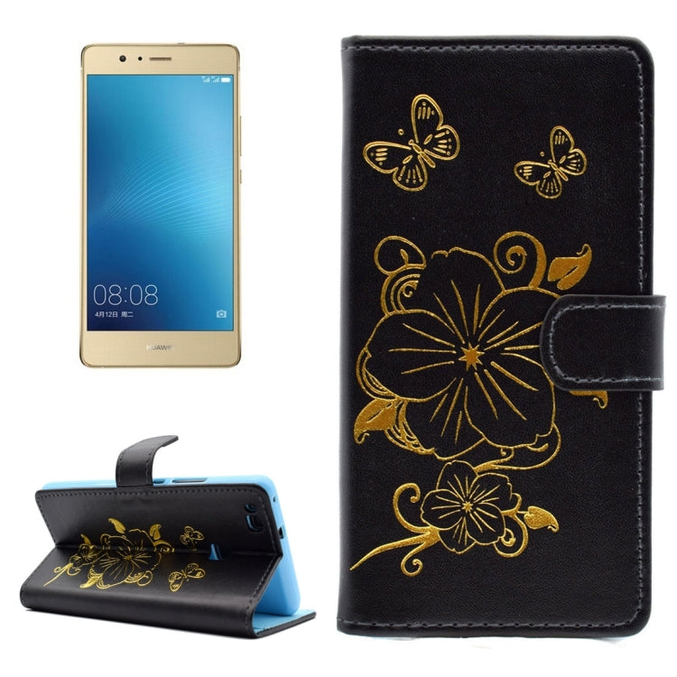 For Huawei P9 Lite Bronzing Butterfly Pattern Horizontal Flip PU Leather Case with Holder & Card Slots & Wallet