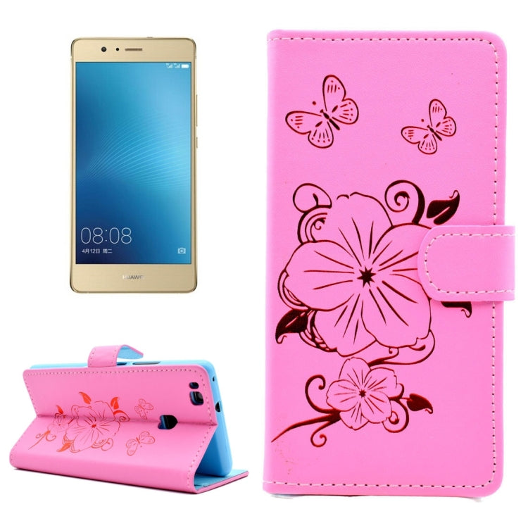 For Huawei P9 Lite Bronzing Butterfly Pattern Horizontal Flip PU Leather Case with Holder & Card Slots & Wallet