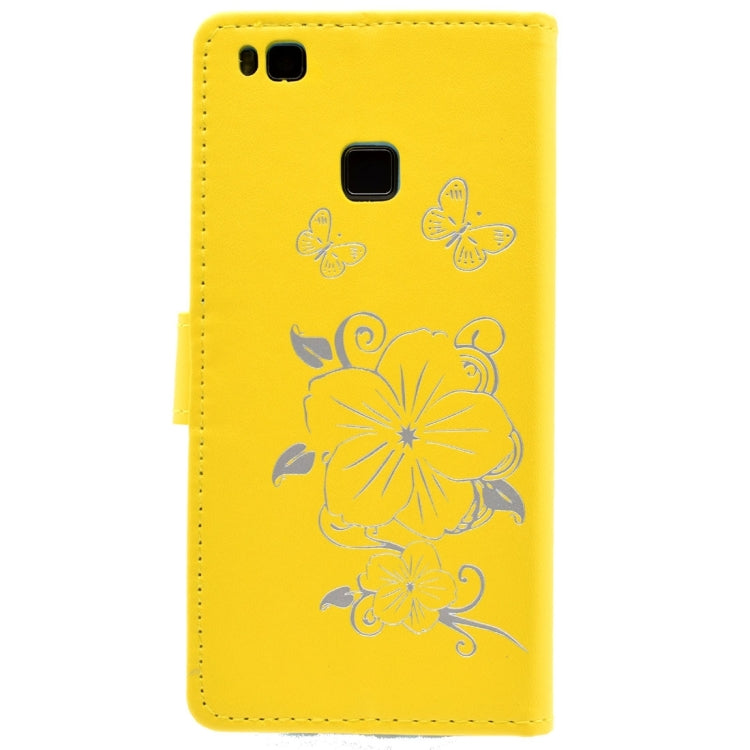 For Huawei P9 Lite Bronzing Butterfly Pattern Horizontal Flip PU Leather Case with Holder & Card Slots & Wallet