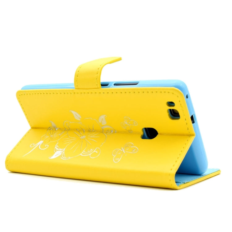 For Huawei P9 Lite Bronzing Butterfly Pattern Horizontal Flip PU Leather Case with Holder & Card Slots & Wallet