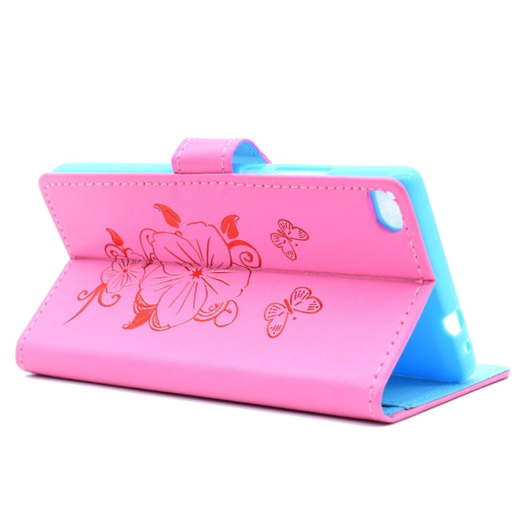 For Huawei P8 Bronzing Butterfly Pattern Horizontal Flip PU Leather Case with Holder & Card Slots & Wallet