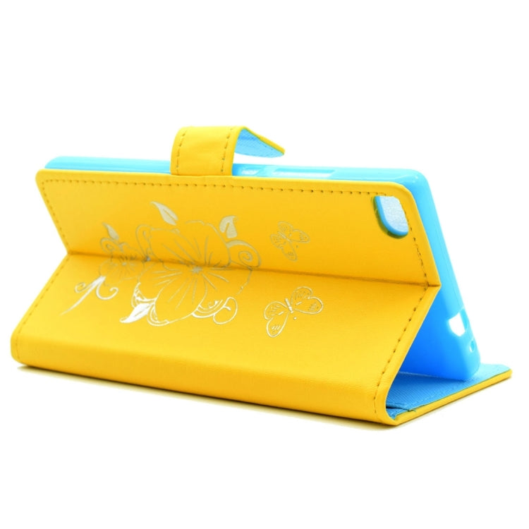 For Huawei P8 Bronzing Butterfly Pattern Horizontal Flip PU Leather Case with Holder & Card Slots & Wallet