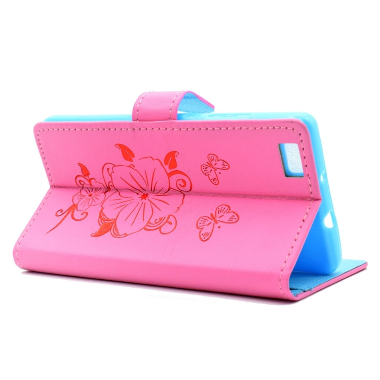 For Huawei P8 Lite Bronzing Butterfly Pattern Horizontal Flip PU Leather Case with Holder & Card Slots & Wallet