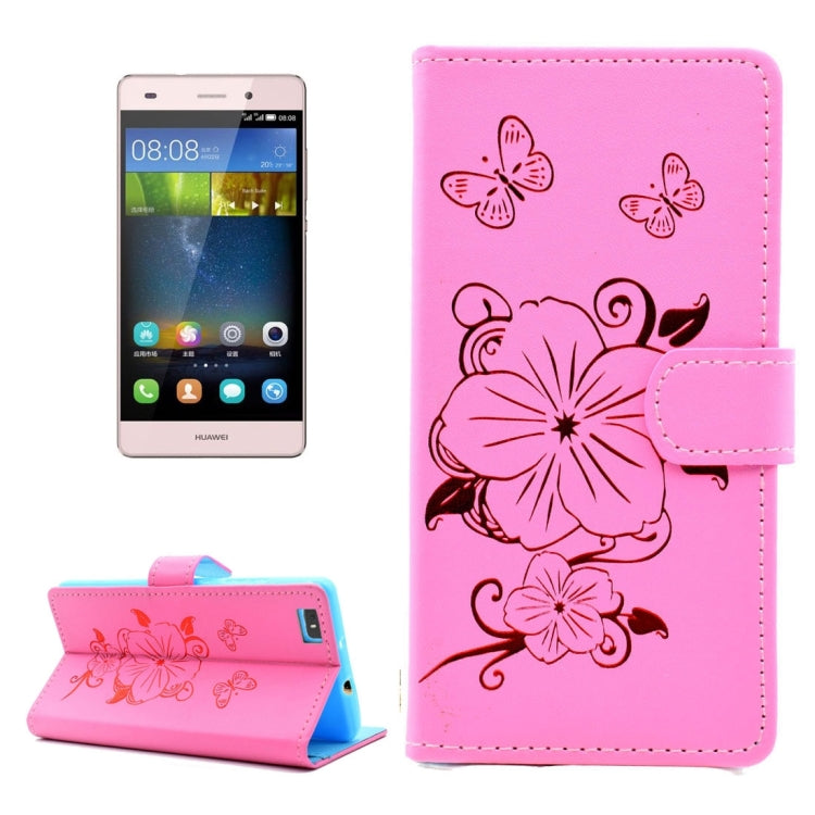 For Huawei P8 Lite Bronzing Butterfly Pattern Horizontal Flip PU Leather Case with Holder & Card Slots & Wallet