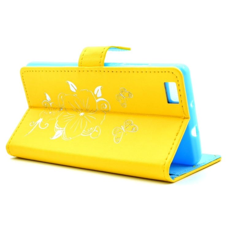 For Huawei P8 Lite Bronzing Butterfly Pattern Horizontal Flip PU Leather Case with Holder & Card Slots & Wallet