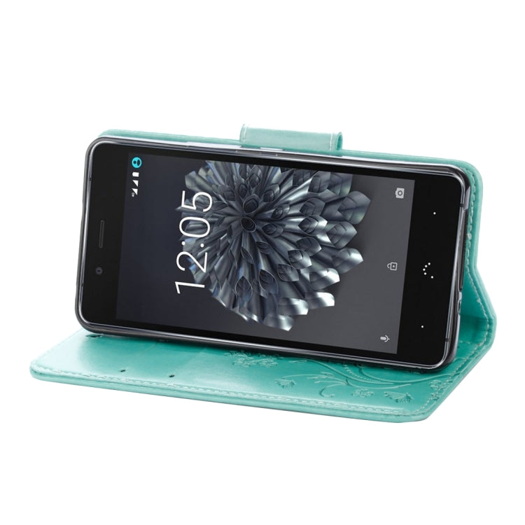 For BQ Aquaris X5 Plus Butterflies Love Flowers Embossing Horizontal Flip Leather Case with Holder & Card Slots & Wallet & Lanyard