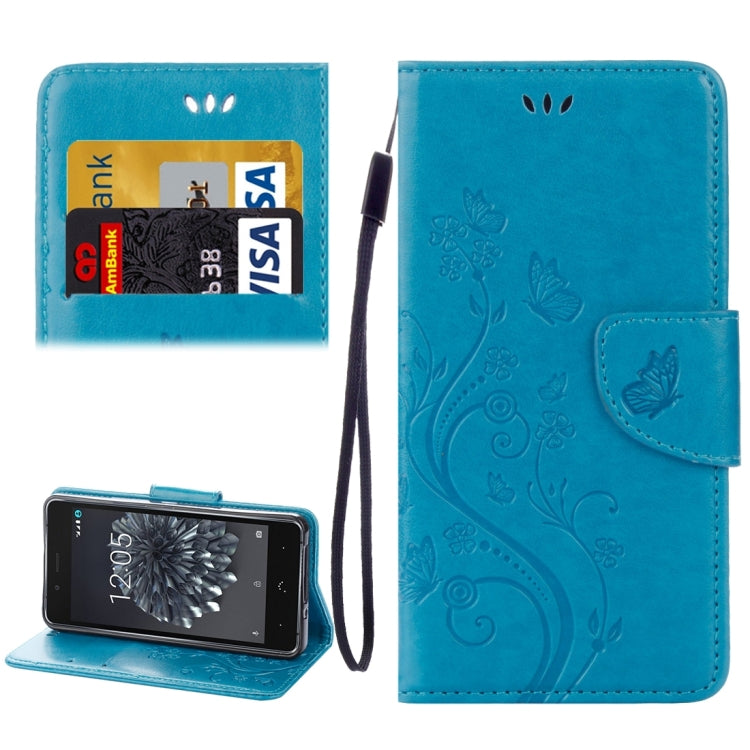 For BQ Aquaris X5 Plus Butterflies Love Flowers Embossing Horizontal Flip Leather Case with Holder & Card Slots & Wallet & Lanyard