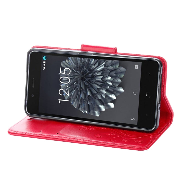 For BQ Aquaris X5 Plus Butterflies Love Flowers Embossing Horizontal Flip Leather Case with Holder & Card Slots & Wallet & Lanyard