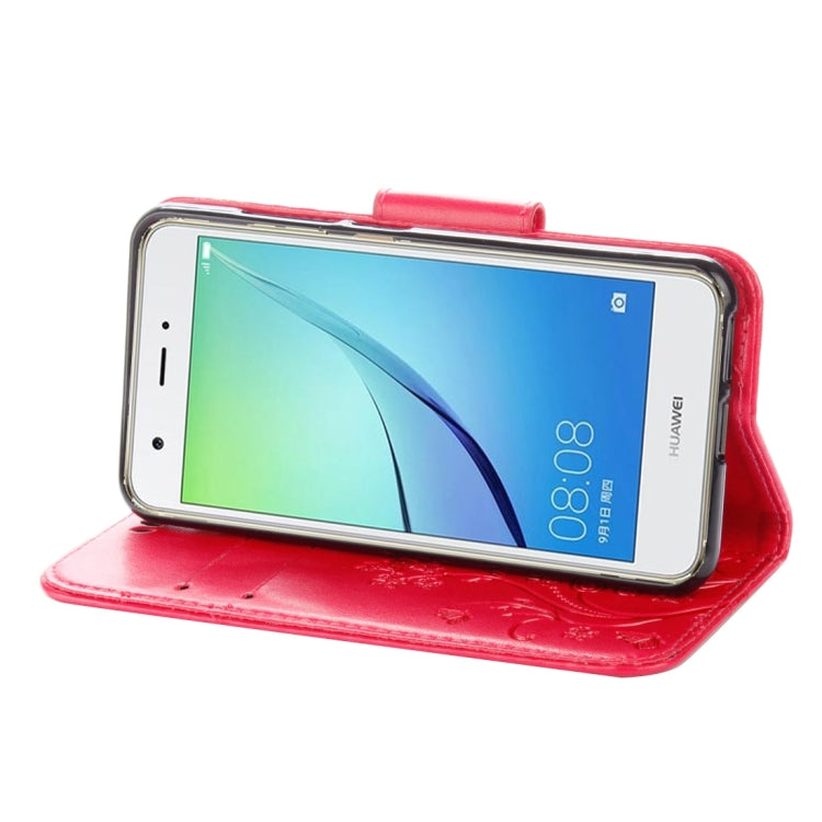 For Huawei nova Butterflies LOVE for  Flowers Embossing Horizontal Flip Leather Case with Holder & Card Slots & Wallet & Lanyard