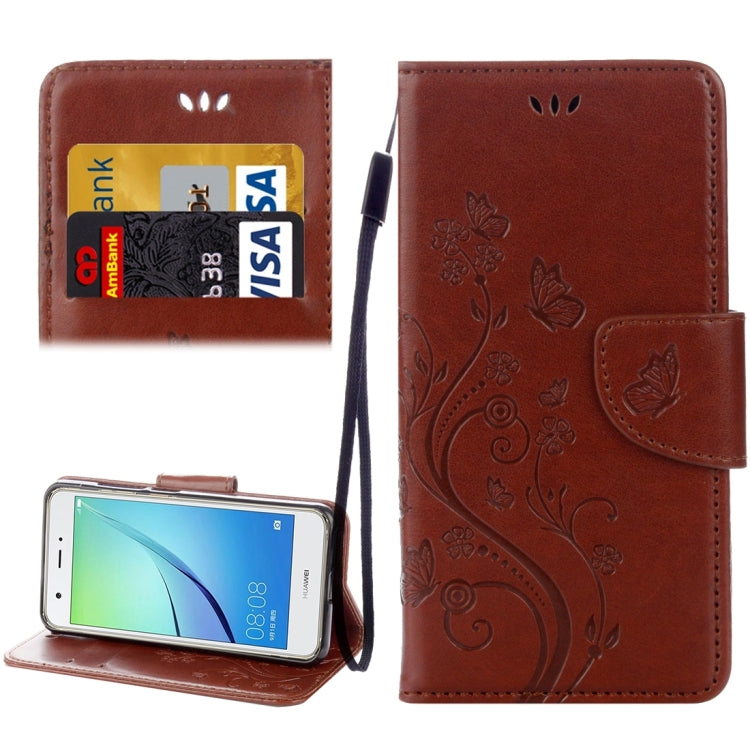 For Huawei nova Butterflies LOVE for  Flowers Embossing Horizontal Flip Leather Case with Holder & Card Slots & Wallet & Lanyard