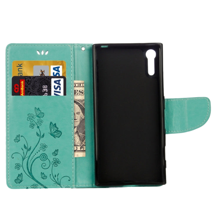 For Sony Xperia XZ Butterflies Love Flowers Embossing Horizontal Flip Leather Case with Holder & Card Slots & Wallet & Lanyard