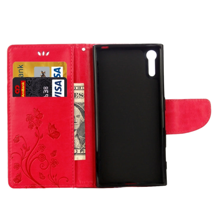 For Sony Xperia XZ Butterflies Love Flowers Embossing Horizontal Flip Leather Case with Holder & Card Slots & Wallet & Lanyard
