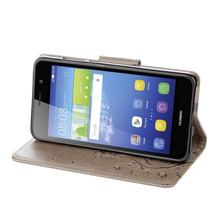 For Huawei Y6 II Butterflies LOVE for  Flowers Embossing Horizontal Flip Leather Case with Holder & Card Slots & Wallet & Lanyard