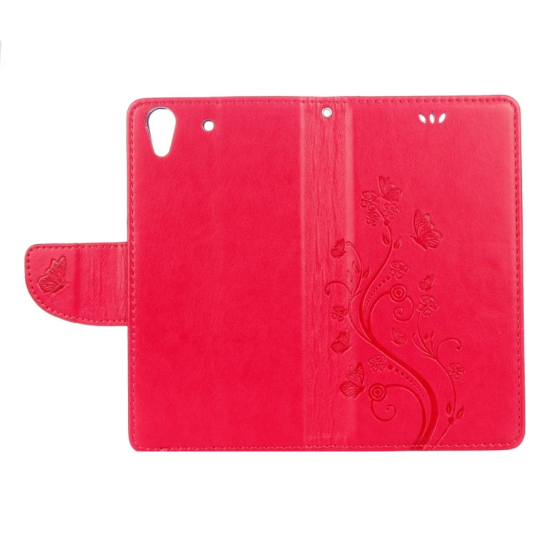 For Huawei Y6 II Butterflies LOVE for  Flowers Embossing Horizontal Flip Leather Case with Holder & Card Slots & Wallet & Lanyard