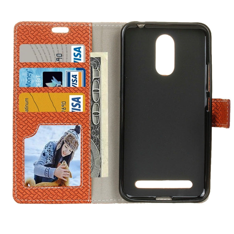 For ZTE Blade A602 Knit Texture Horizontal Flip Leather Case with Holder & Card Slots & Wallet & Photo Frame